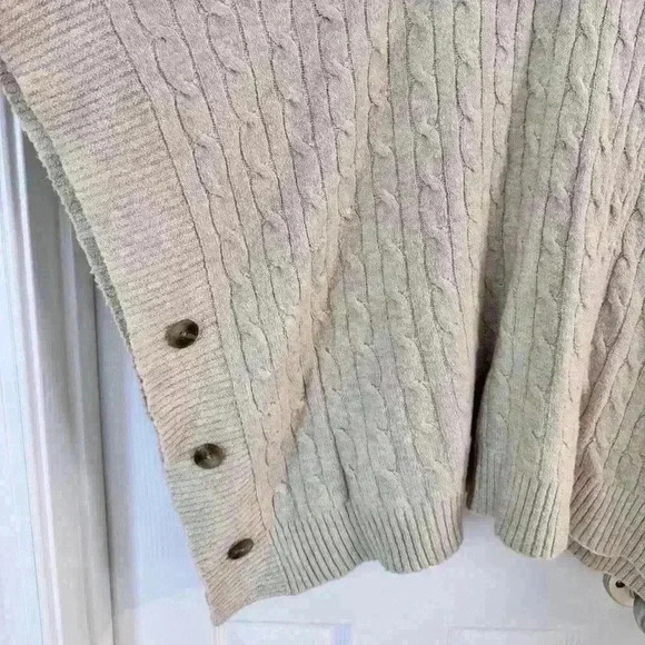 Croft & Barrow Tan Cable Knit Cowl Neck Poncho - Size 2X/3X - Picture 4 of 9
